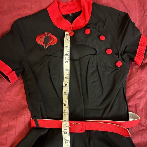 Elegant Black and Red Women's Dress with GI Joe Cobra Patch - Picture 5 of 9